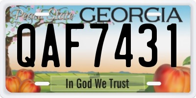 GA license plate QAF7431