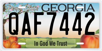 GA license plate QAF7442
