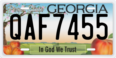 GA license plate QAF7455