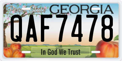GA license plate QAF7478