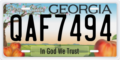 GA license plate QAF7494