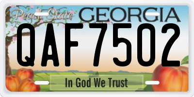 GA license plate QAF7502