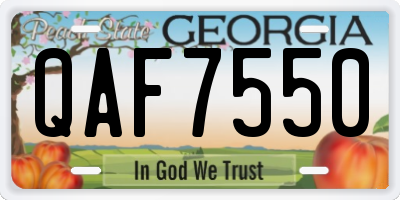 GA license plate QAF7550