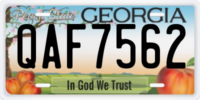 GA license plate QAF7562