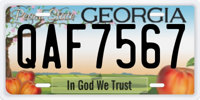 GA license plate QAF7567