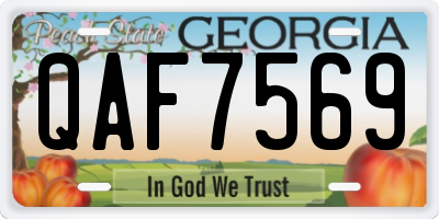 GA license plate QAF7569
