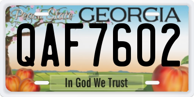 GA license plate QAF7602