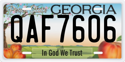 GA license plate QAF7606