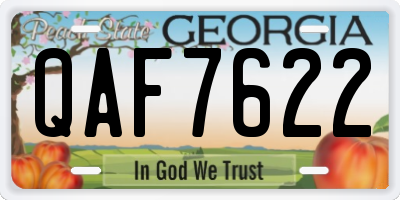 GA license plate QAF7622