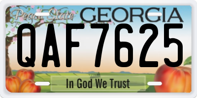 GA license plate QAF7625