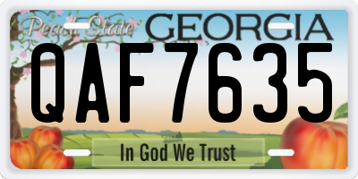 GA license plate QAF7635