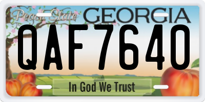 GA license plate QAF7640