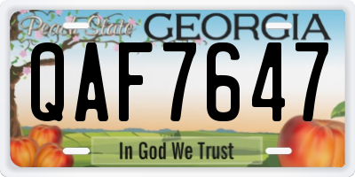GA license plate QAF7647