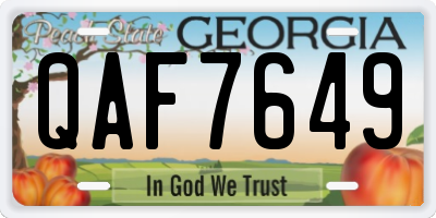 GA license plate QAF7649