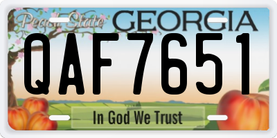 GA license plate QAF7651