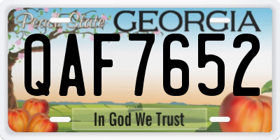 GA license plate QAF7652