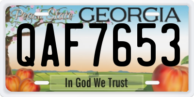 GA license plate QAF7653