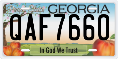 GA license plate QAF7660