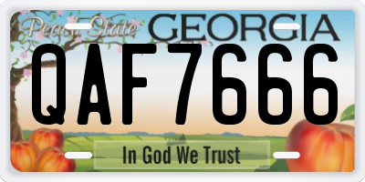 GA license plate QAF7666