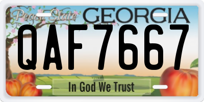 GA license plate QAF7667