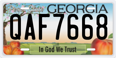 GA license plate QAF7668