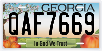 GA license plate QAF7669