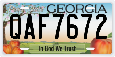 GA license plate QAF7672