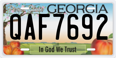 GA license plate QAF7692
