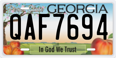 GA license plate QAF7694