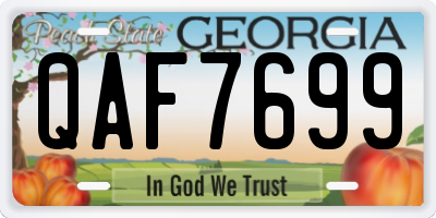 GA license plate QAF7699