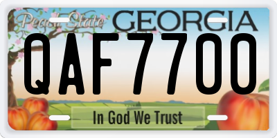 GA license plate QAF7700