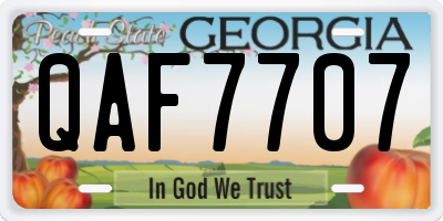 GA license plate QAF7707