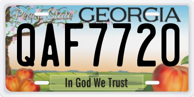 GA license plate QAF7720