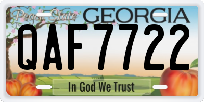 GA license plate QAF7722