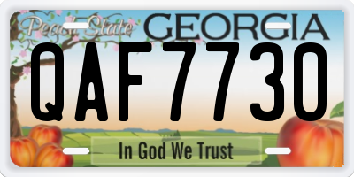 GA license plate QAF7730