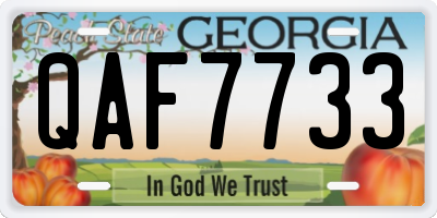 GA license plate QAF7733