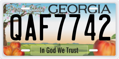 GA license plate QAF7742