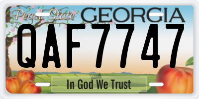 GA license plate QAF7747