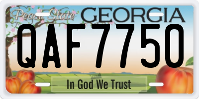 GA license plate QAF7750