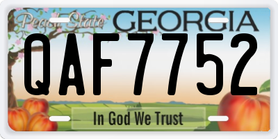 GA license plate QAF7752