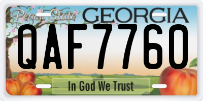 GA license plate QAF7760
