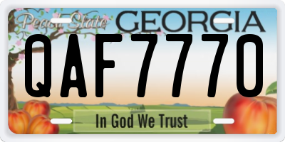 GA license plate QAF7770