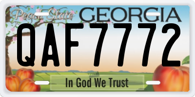 GA license plate QAF7772