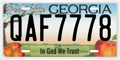 GA license plate QAF7778