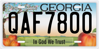 GA license plate QAF7800