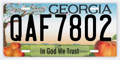 GA license plate QAF7802