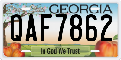 GA license plate QAF7862