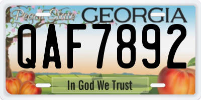 GA license plate QAF7892