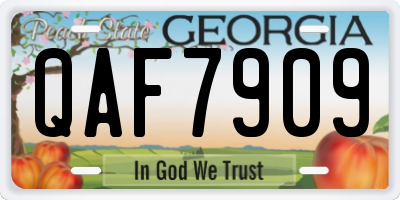 GA license plate QAF7909