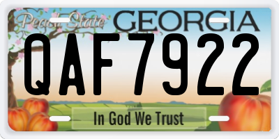GA license plate QAF7922